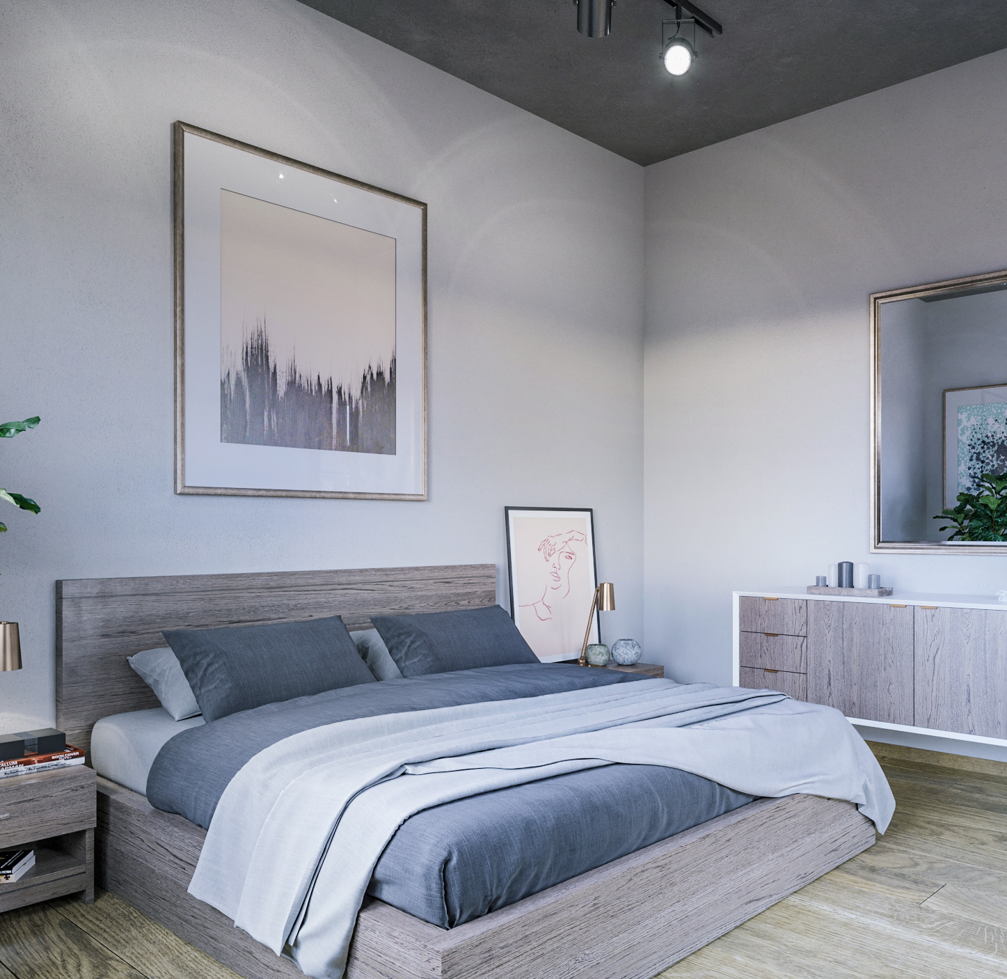 bedroom wood warm design minimal