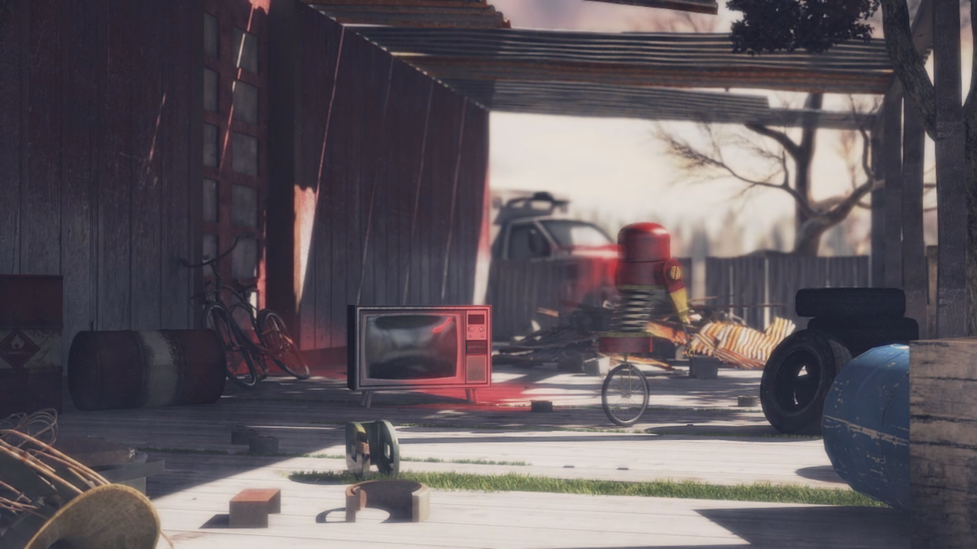 a robot in scraps yard television futuristic