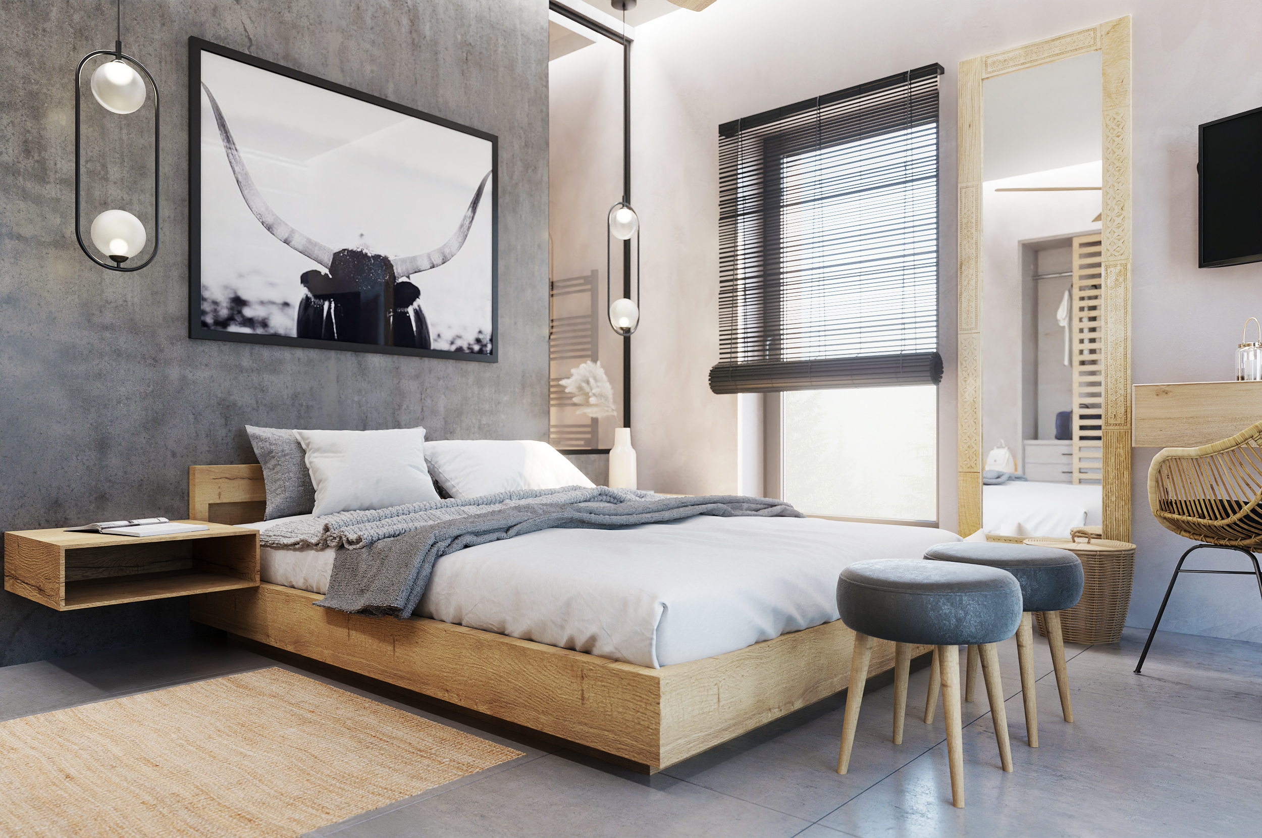 bedroom design boho rattan minoan rethymno