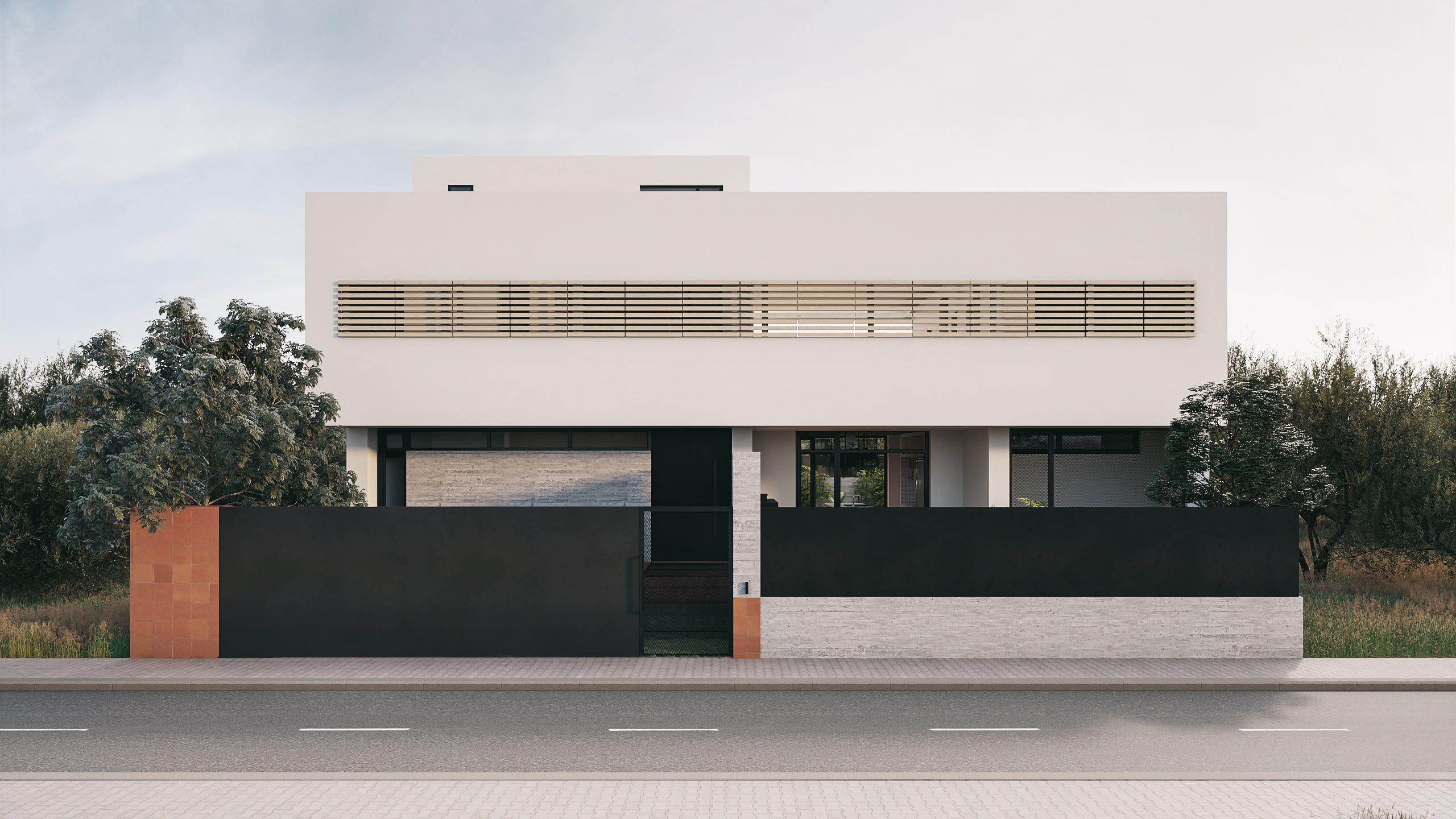 facade residence in patras greece modern openings