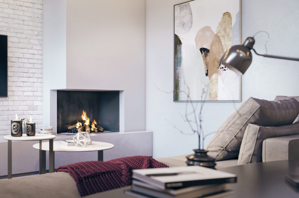 the loft cosy fireplace view 3d model