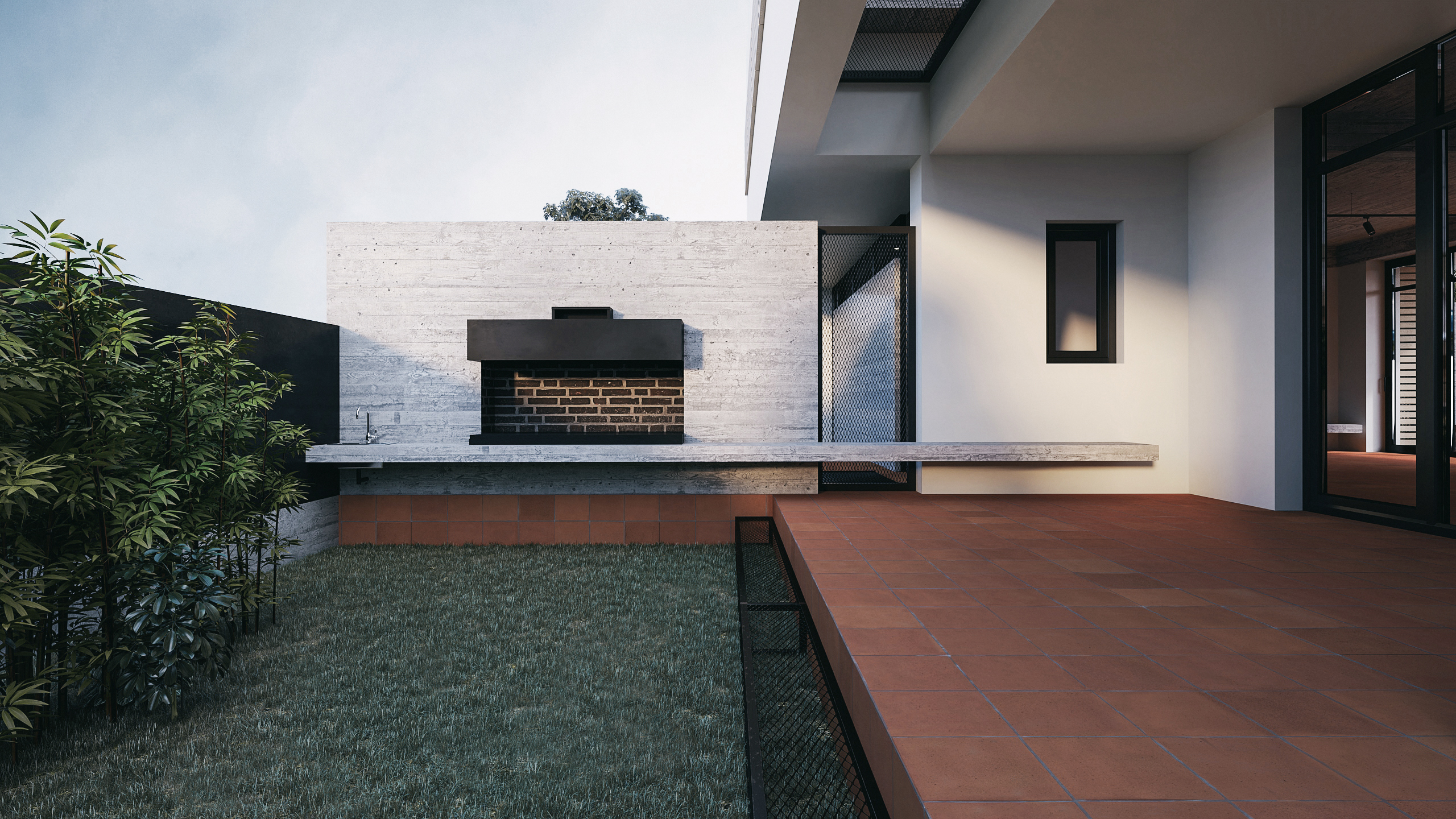 back yard view residence in patras barbecue