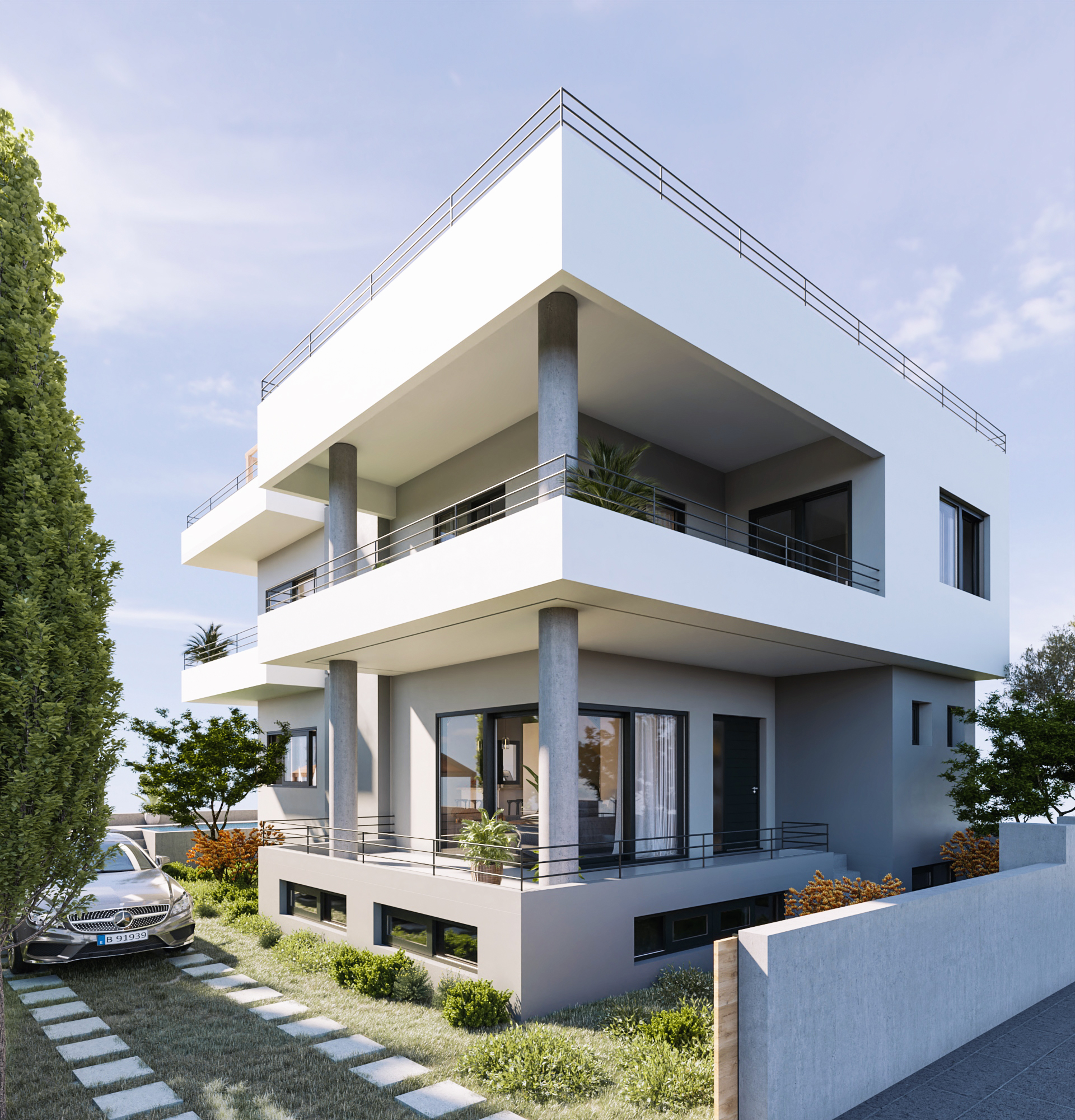 residence garden trees architectural visualization
