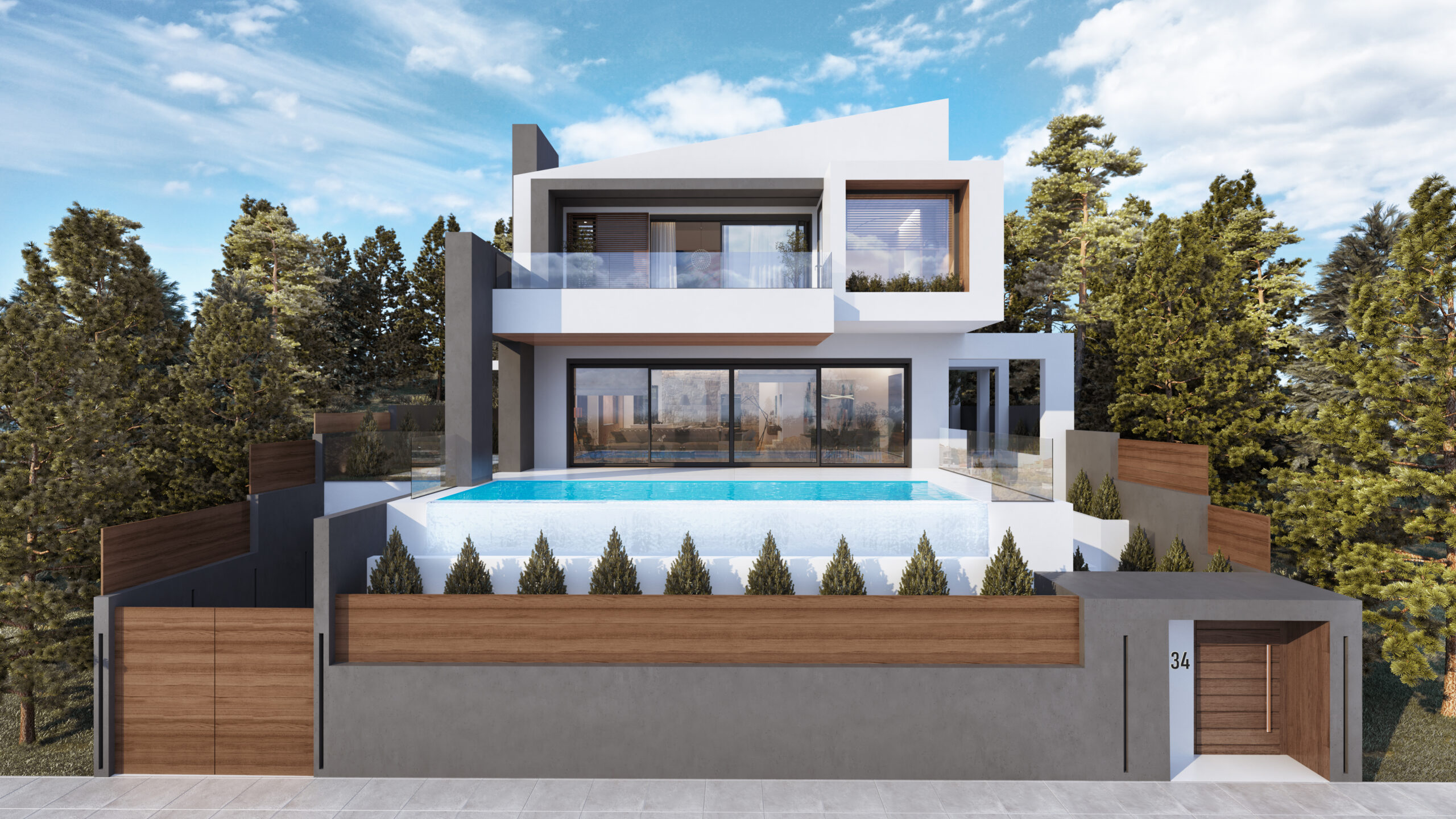 penteli residence infinity pool day pine trees