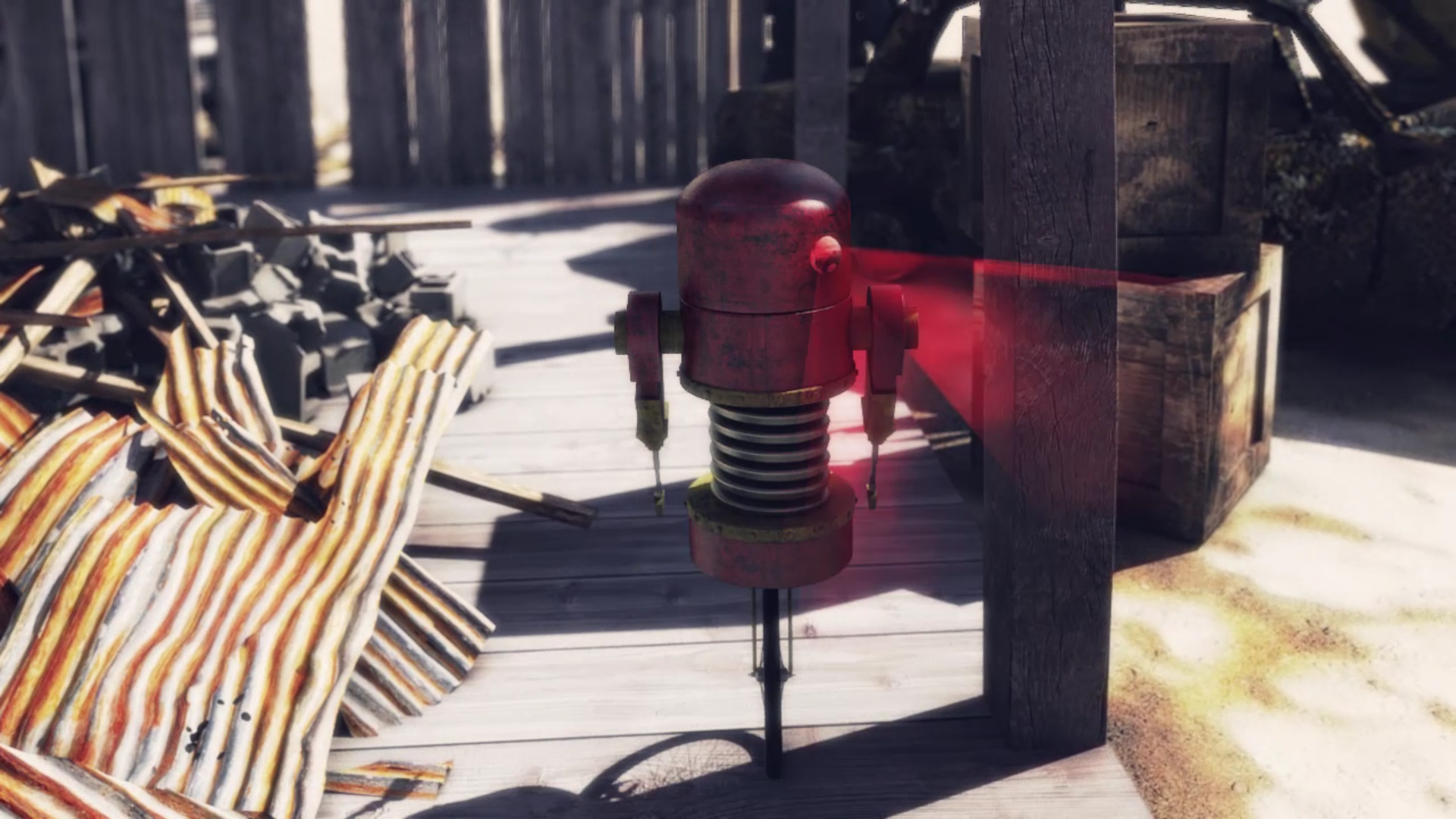 robot scanning yard futuristic