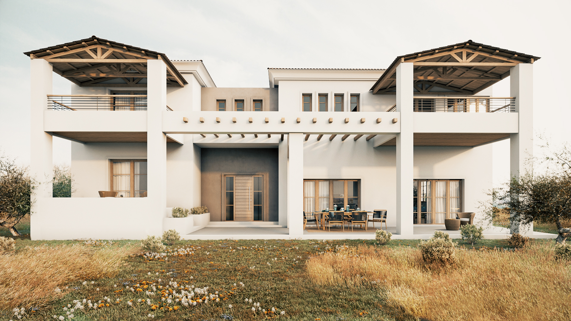 exterior fron view villa traditional pelion architecture
