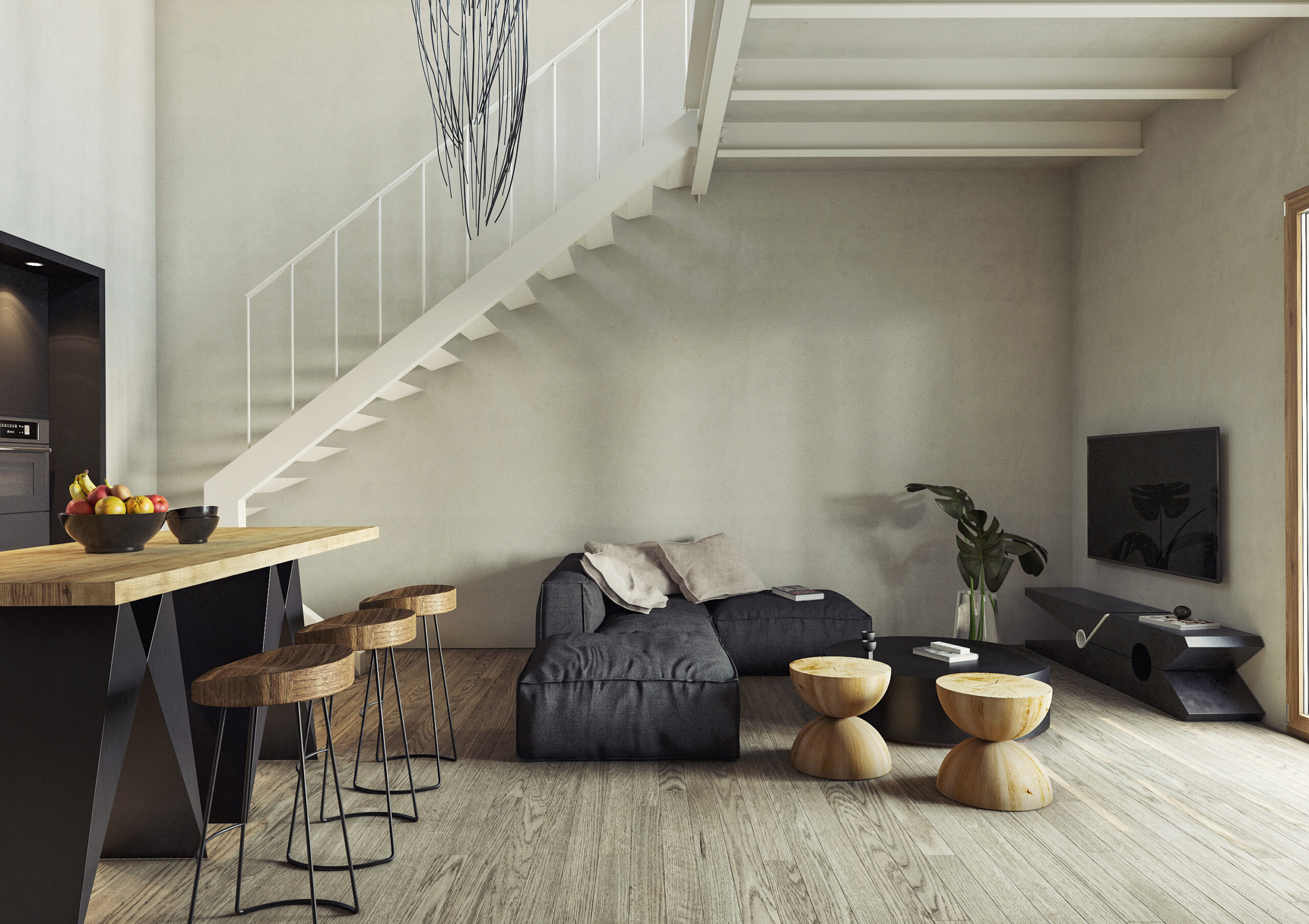 villa in gatzea interior design dark furniture minimal