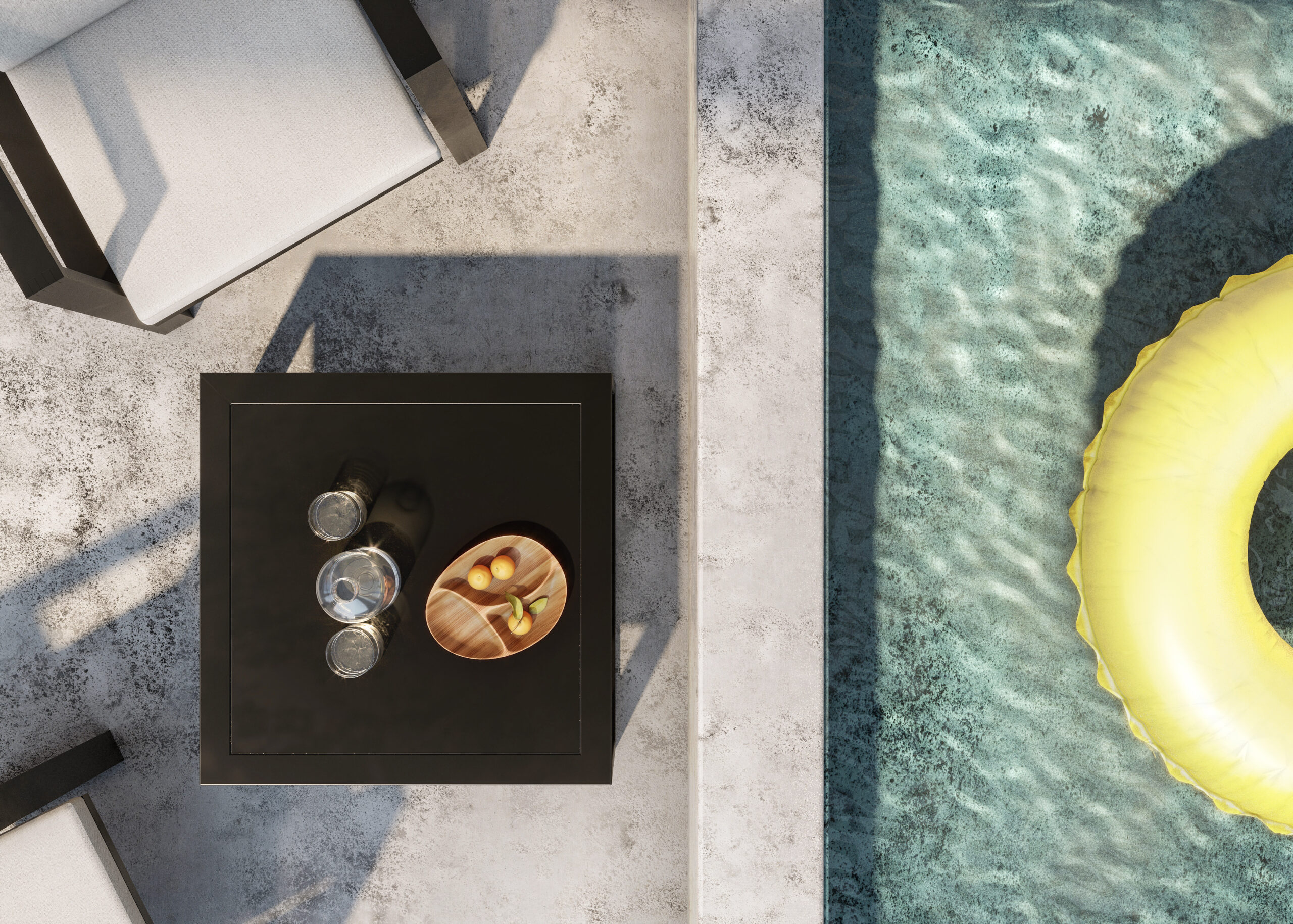 summer feel pool minimal furniture inflated donut