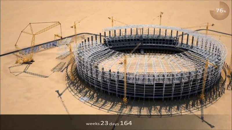 baku olympic stadium animation roof construction