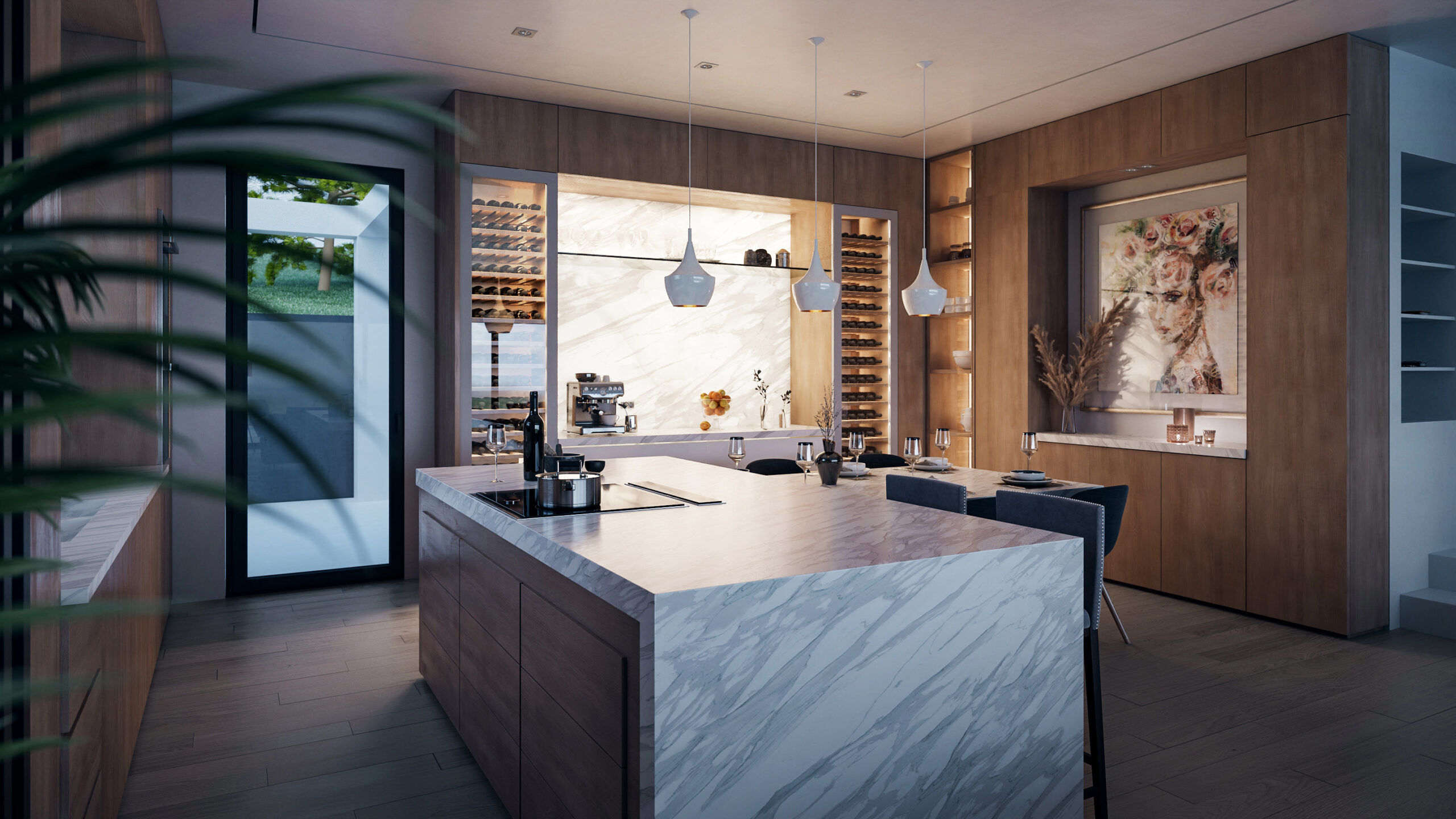 residence in penteli kitchen marble design architectural visualization