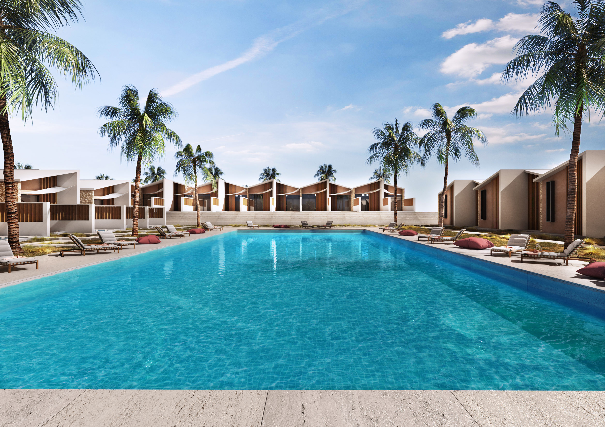 hotel in rhodes pool view palm trees sunny