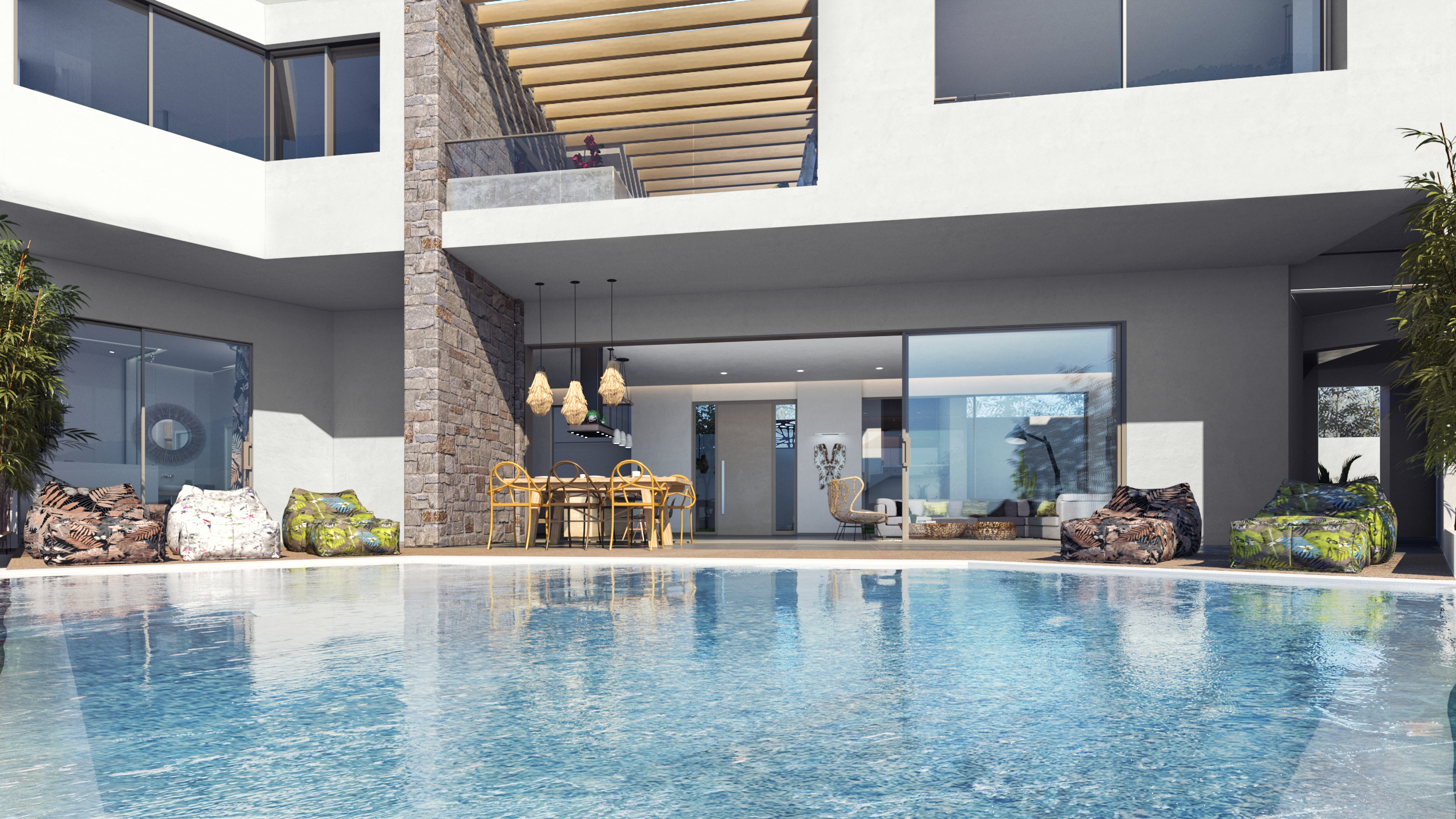 skiathos villa boho chic design architectural visualization