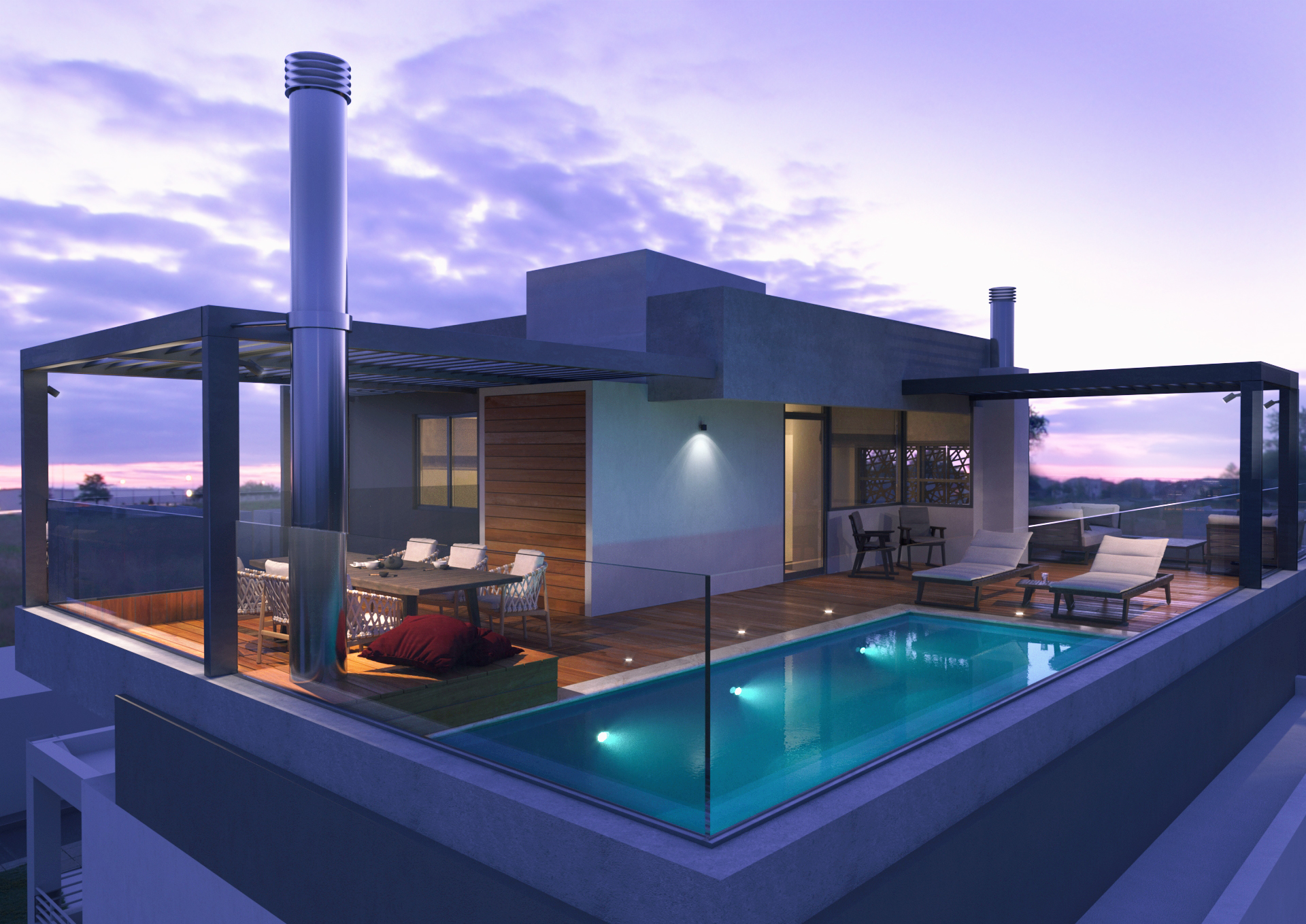 roof garden peristeri building athens architectural visualization