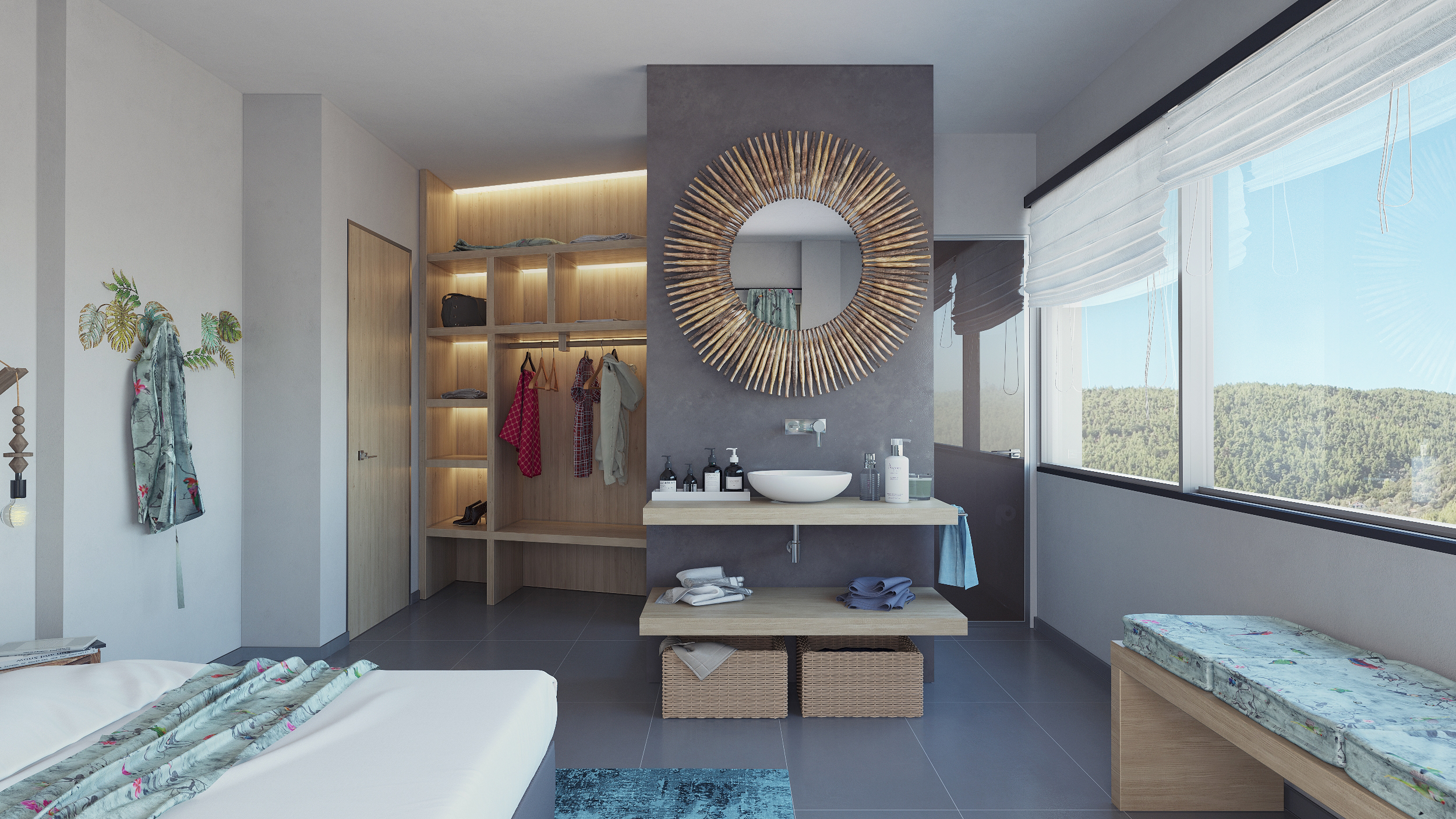 skiathos villa boho chic design architectural visualization