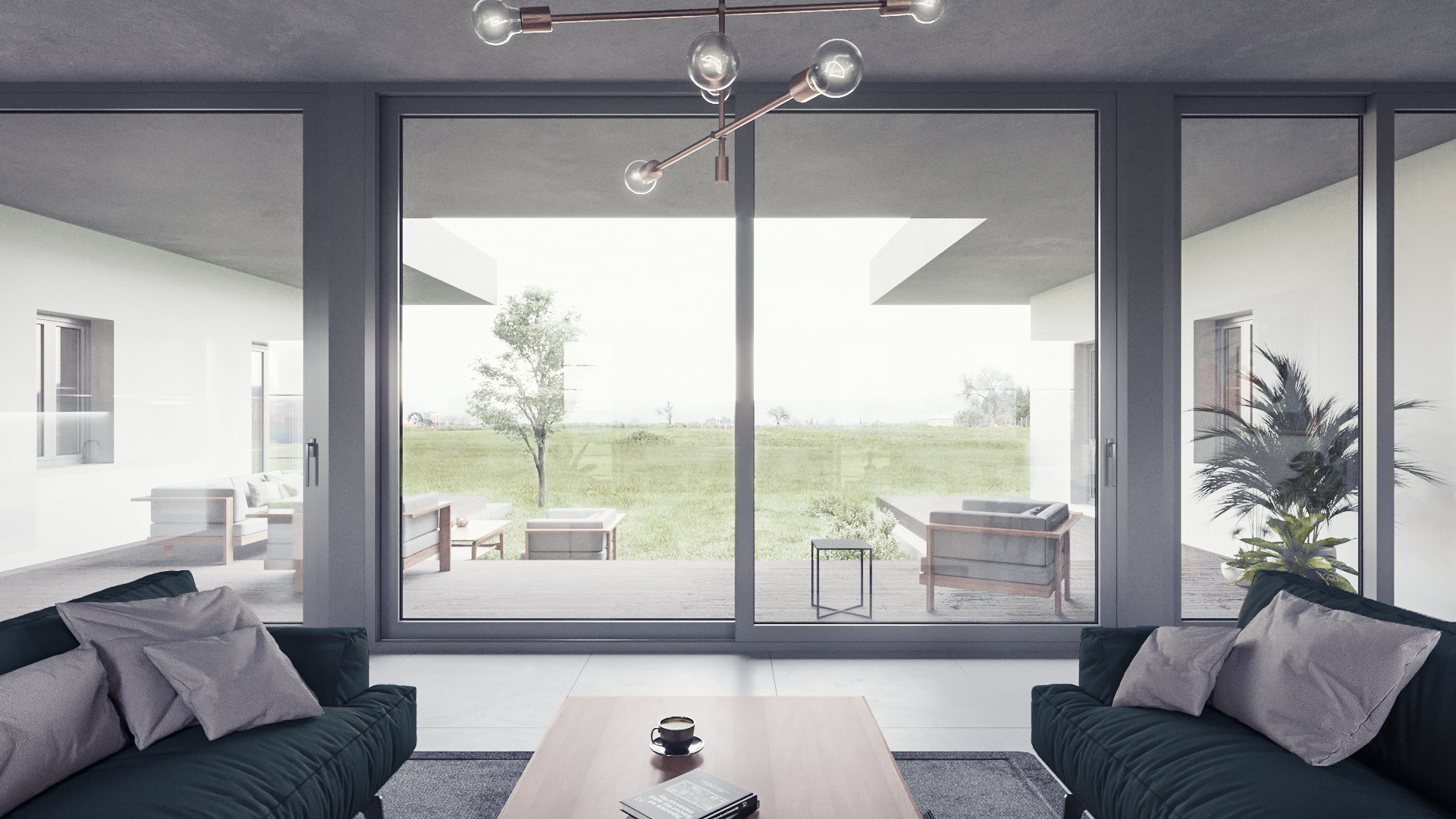 field view living room architectural visualization